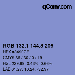 Color code: RGB 132.1 144.8 206 | qconv.com