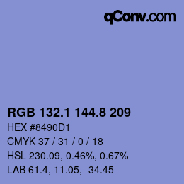 Color code: RGB 132.1 144.8 209 | qconv.com