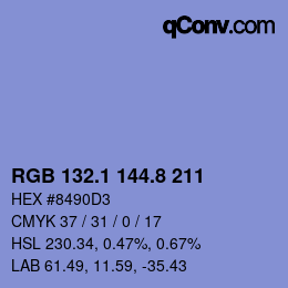 Color code: RGB 132.1 144.8 211 | qconv.com