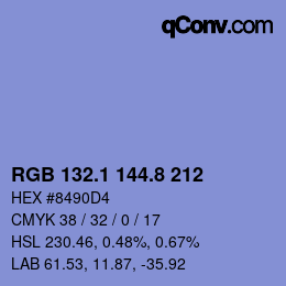 Farbcode: RGB 132.1 144.8 212 | qconv.com