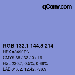 カラーコード: RGB 132.1 144.8 214 | qconv.com