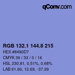 Color code: RGB 132.1 144.8 215 | qconv.com
