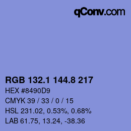 Código de color: RGB 132.1 144.8 217 | qconv.com