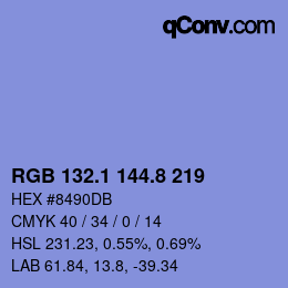 Color code: RGB 132.1 144.8 219 | qconv.com