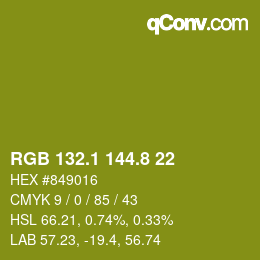 カラーコード: RGB 132.1 144.8 22 | qconv.com