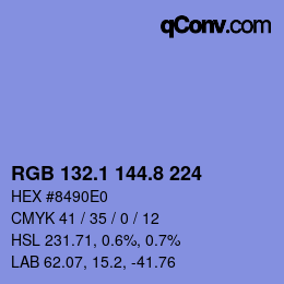 カラーコード: RGB 132.1 144.8 224 | qconv.com