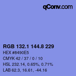 カラーコード: RGB 132.1 144.8 229 | qconv.com