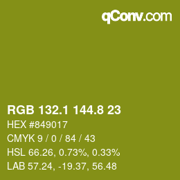 カラーコード: RGB 132.1 144.8 23 | qconv.com