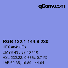 カラーコード: RGB 132.1 144.8 230 | qconv.com