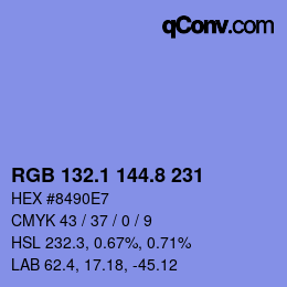 カラーコード: RGB 132.1 144.8 231 | qconv.com