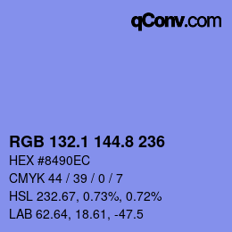 カラーコード: RGB 132.1 144.8 236 | qconv.com