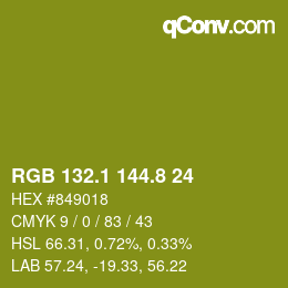 カラーコード: RGB 132.1 144.8 24 | qconv.com