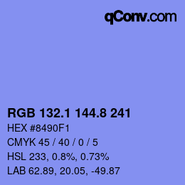 カラーコード: RGB 132.1 144.8 241 | qconv.com