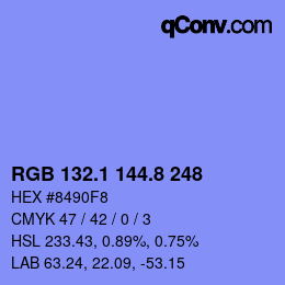 カラーコード: RGB 132.1 144.8 248 | qconv.com