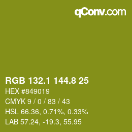 カラーコード: RGB 132.1 144.8 25 | qconv.com