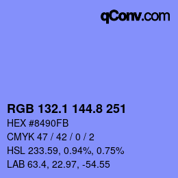 カラーコード: RGB 132.1 144.8 251 | qconv.com