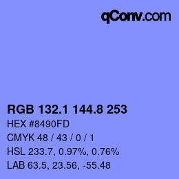 カラーコード: RGB 132.1 144.8 253 | qconv.com