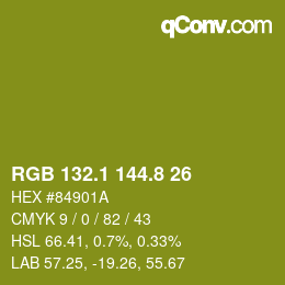 カラーコード: RGB 132.1 144.8 26 | qconv.com