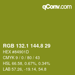 カラーコード: RGB 132.1 144.8 29 | qconv.com