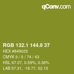 カラーコード: RGB 132.1 144.8 37 | qconv.com