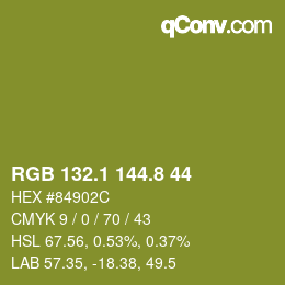 カラーコード: RGB 132.1 144.8 44 | qconv.com