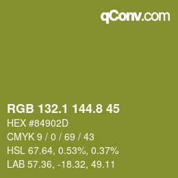 カラーコード: RGB 132.1 144.8 45 | qconv.com