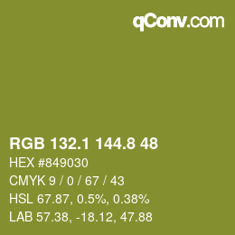 カラーコード: RGB 132.1 144.8 48 | qconv.com