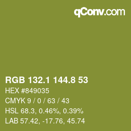 カラーコード: RGB 132.1 144.8 53 | qconv.com