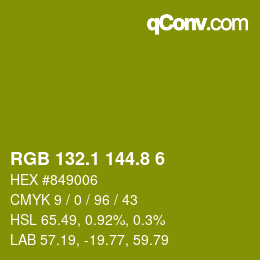 カラーコード: RGB 132.1 144.8 6 | qconv.com