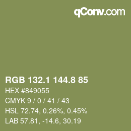 Color code: RGB 132.1 144.8 85 | qconv.com