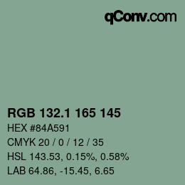 Color code: RGB 132.1 165 145 | qconv.com