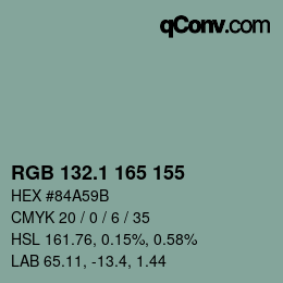 Color code: RGB 132.1 165 155 | qconv.com