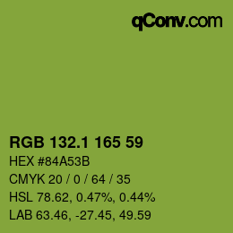 Color code: RGB 132.1 165 59 | qconv.com