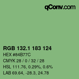 カラーコード: RGB 132.1 183 124 | qconv.com