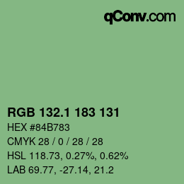 カラーコード: RGB 132.1 183 131 | qconv.com