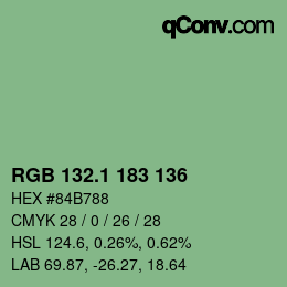 カラーコード: RGB 132.1 183 136 | qconv.com