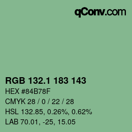 カラーコード: RGB 132.1 183 143 | qconv.com