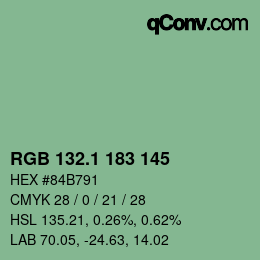 カラーコード: RGB 132.1 183 145 | qconv.com