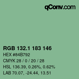 カラーコード: RGB 132.1 183 146 | qconv.com