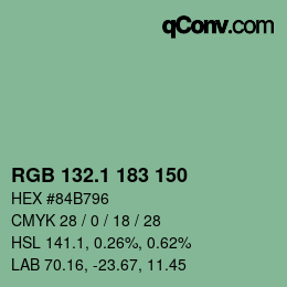 カラーコード: RGB 132.1 183 150 | qconv.com