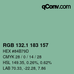 カラーコード: RGB 132.1 183 157 | qconv.com