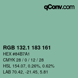 カラーコード: RGB 132.1 183 161 | qconv.com