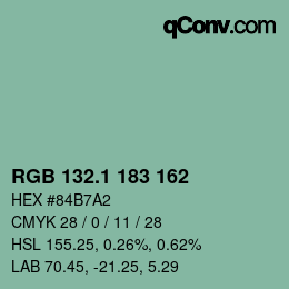 カラーコード: RGB 132.1 183 162 | qconv.com