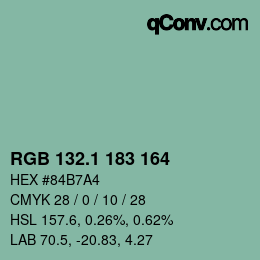 Color code: RGB 132.1 183 164 | qconv.com