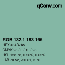 カラーコード: RGB 132.1 183 165 | qconv.com