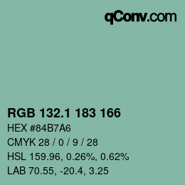 カラーコード: RGB 132.1 183 166 | qconv.com