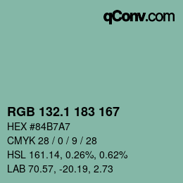 カラーコード: RGB 132.1 183 167 | qconv.com