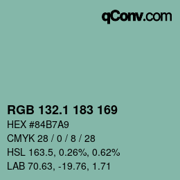 Color code: RGB 132.1 183 169 | qconv.com