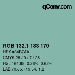 カラーコード: RGB 132.1 183 170 | qconv.com