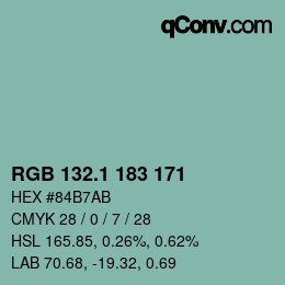 カラーコード: RGB 132.1 183 171 | qconv.com